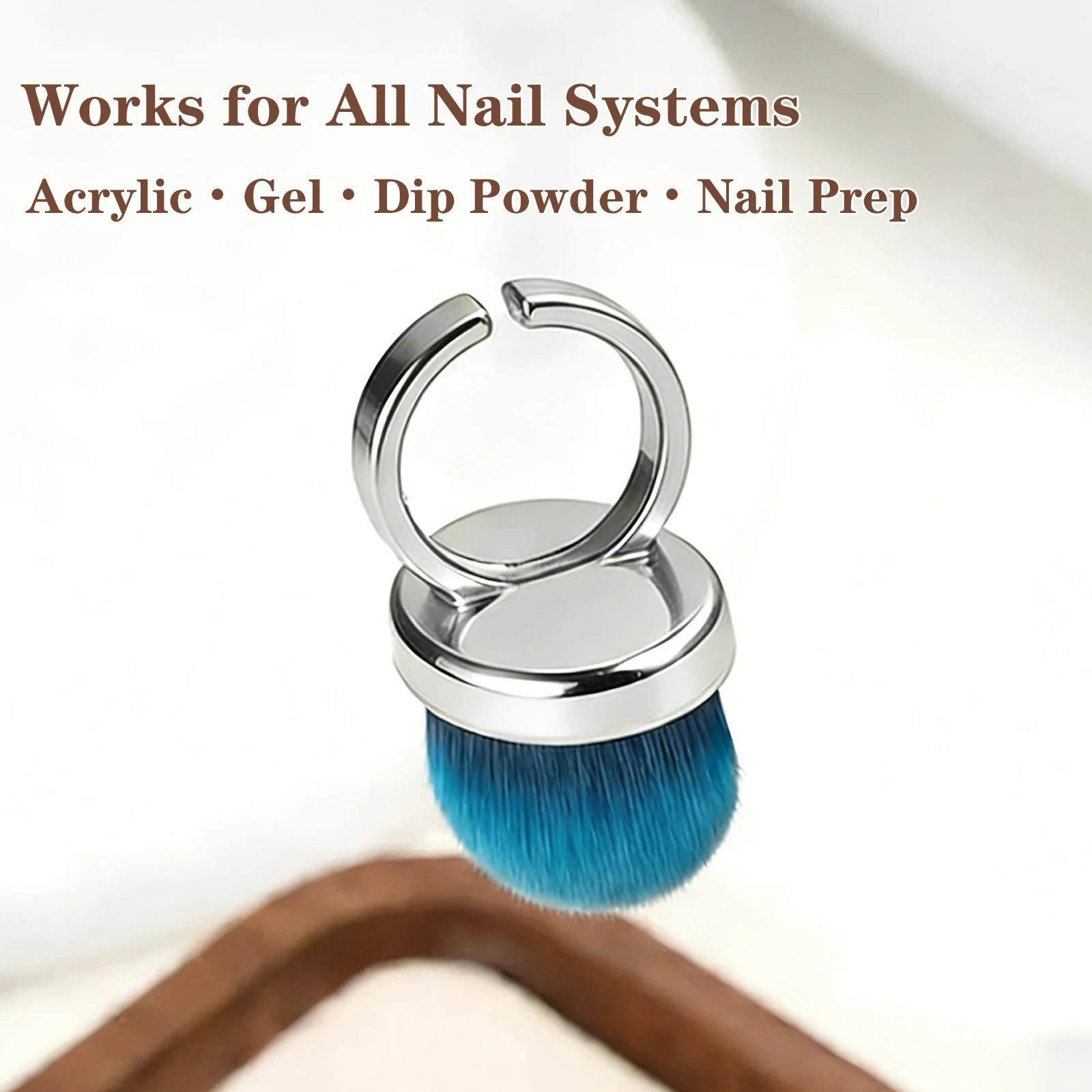 Metallring-Nagelstaubbürste, Freihändige Fingerreinigungsbürste mit Weichen, Dichten Borsten für Acryl-Gel-Dip-Puder-Entfernung im Salon und zu Hause – Detail 11