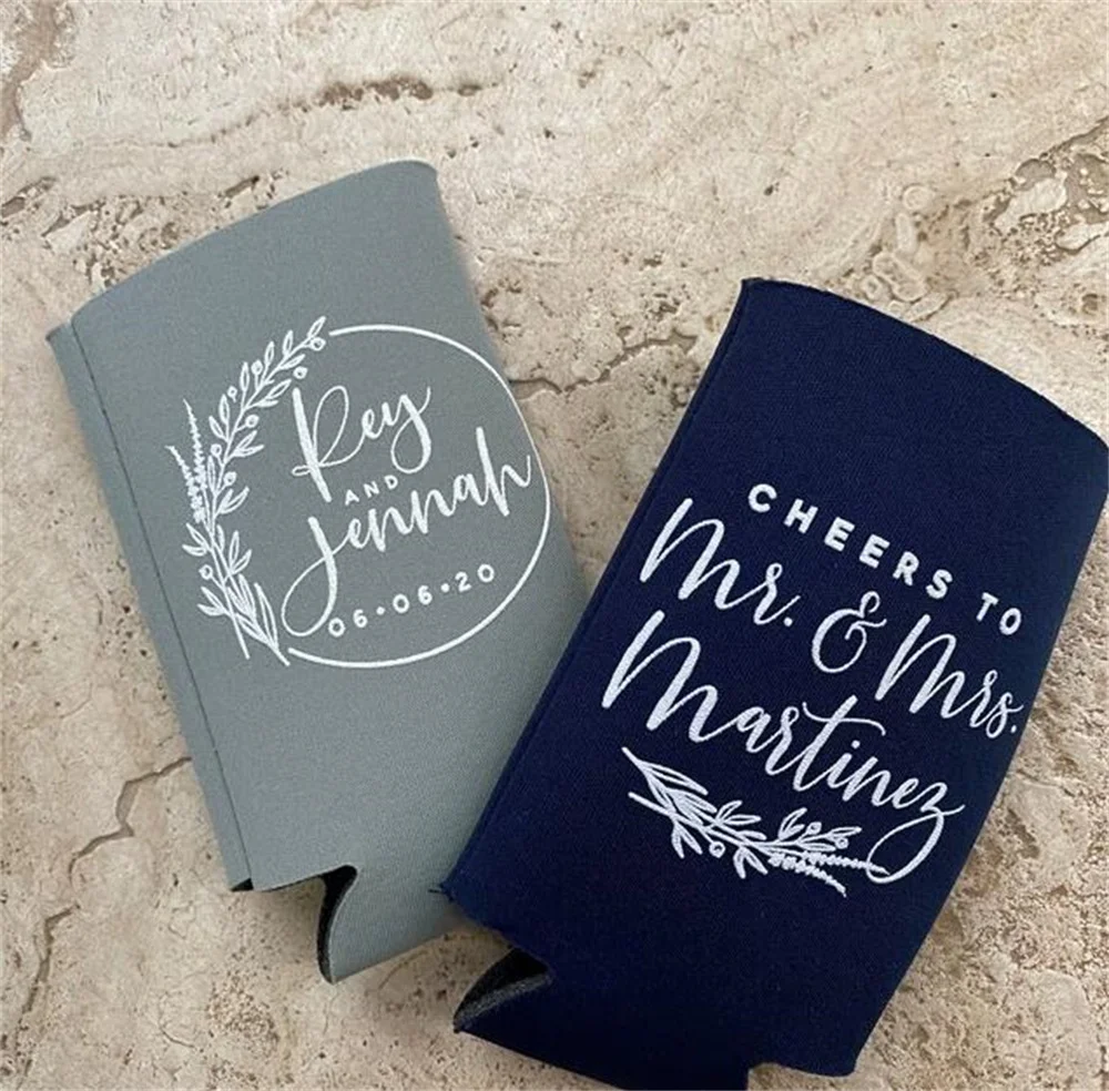 Slim 12oz Wedding Can Cooler #140S - Cheers to The Mr and Mrs - Wedding Favors, Beverage Insulators, Beer Huggers, Wedding Favor