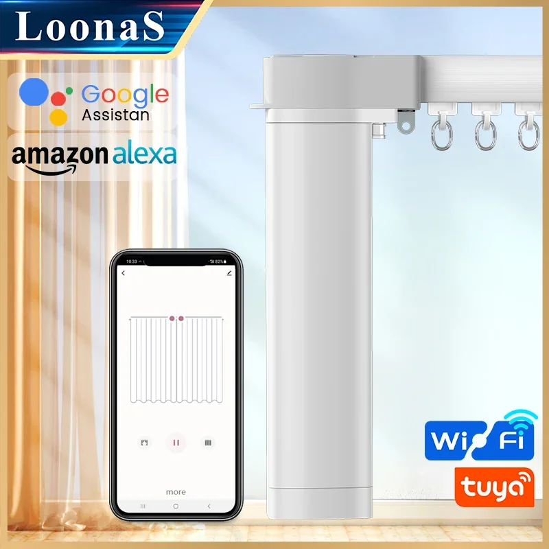 Smart Curtains W/ Mute PVC Curtain Electric Motor 3rd Tuya Wifi Sliding Track eaves Support Smarthings Alice Google Assistant