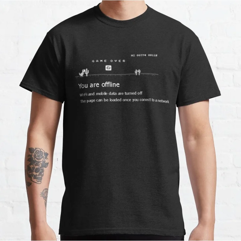 

No internet game T-Rex Funny Dino Gift t shirt 100% cotton printed tops Short Sleeve Graphic Clothes US Size Tee S-6XL