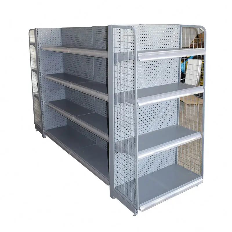 Double Side Gondola Shelf Metal Supermarket Shelf Pegboard Shelf Display Rack Supermarket