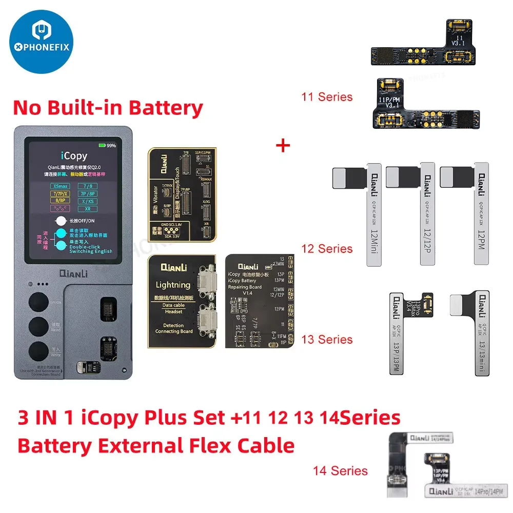 Qianli iCopy Plus Battery/Ture Tone /Virbrator EEPROM Programmer Heatset Board for iPhone 14 13 12Pro 11 pro XS max Xs X Repair