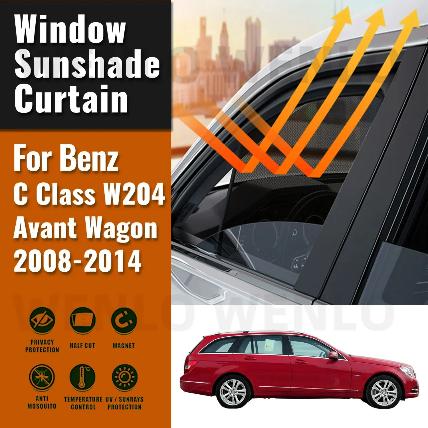 

For Mercedes Benz C Class W204 S204 Avant Wagon 2008-2014 Car Sunshade Front Windshield Frame Curtain Rear Side Window Shade