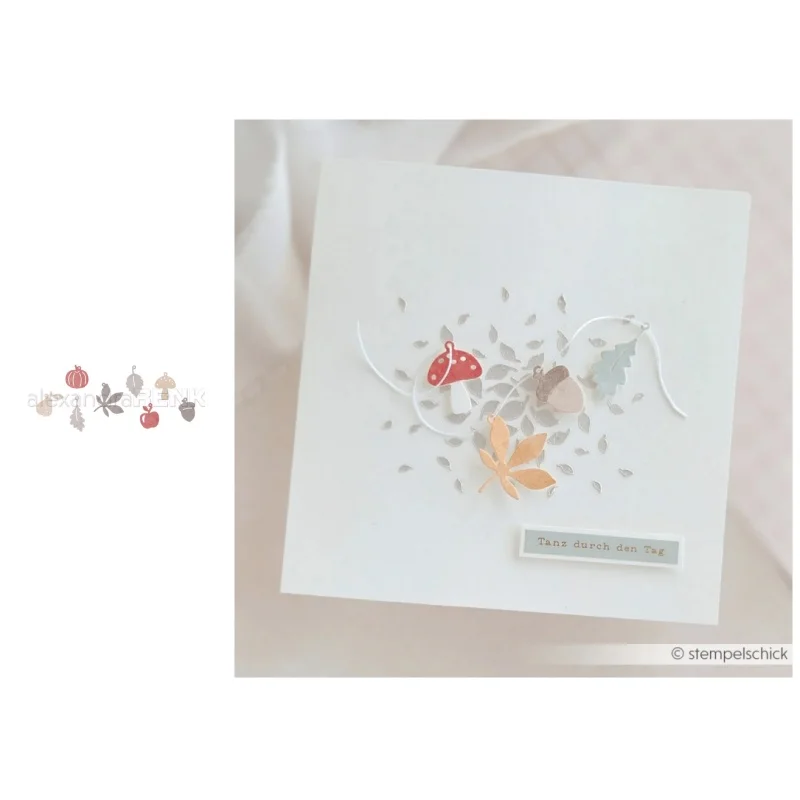 Neues Produkt Vorverkauf Blatt Eltern-Kind Stanzformen und Stempel DIY Scrapbook Album Dekoration Geprägtes Papierkarten-Set