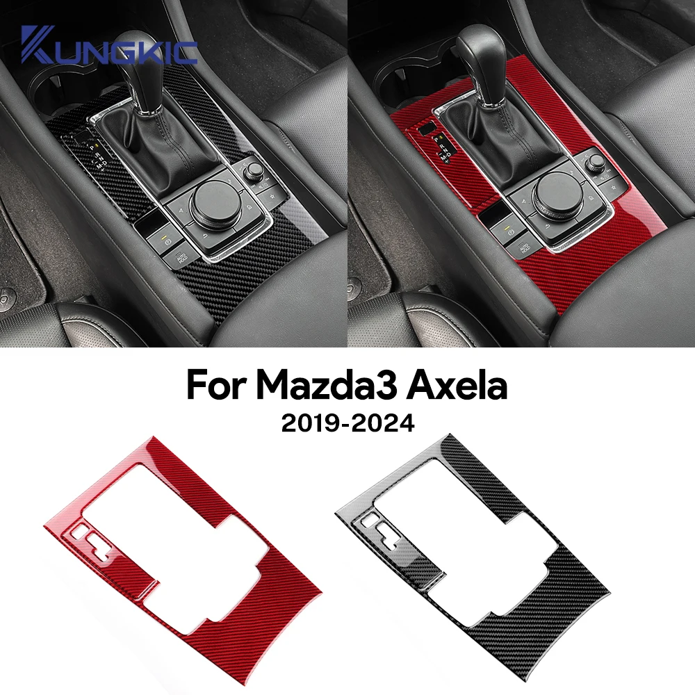 

For Mazda 3 Axela 2019 2020 2021 2022 2023 2024 2025 Real Soft Carbon Fiber Sticker Manual Automatic Car Gear Shift Panel Trim