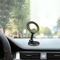 Round Folding Magnetic Car Holder 360 Degree Rotatable Mobile Phone Bracket Mount Strong Magnet Support For iPhone Samsung Stand