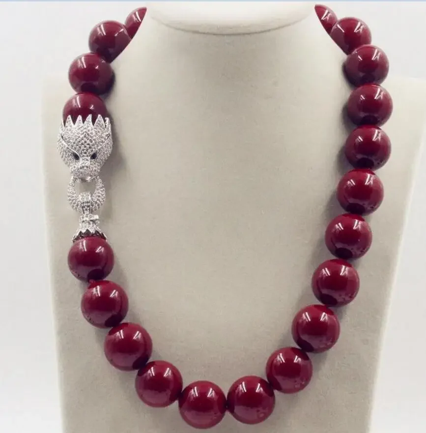 Beautiful NEW Huge 20mm Genuine Red Shell Pearl Necklace 18