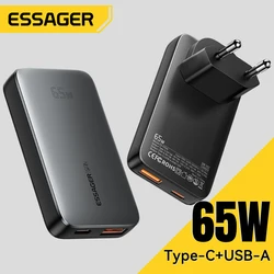 Essager 65W GaN Charger USB Type C Quick Charge 3.0 Fast Charger for iPhone 16 15 Xiaomi Samsung ipad Macbook Tablet PD Charger