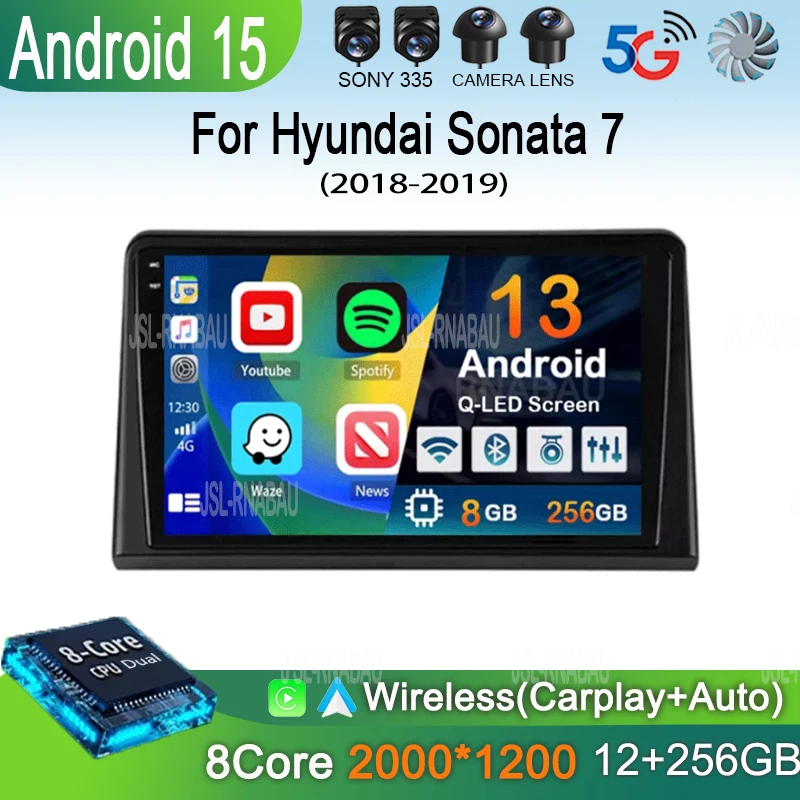 

For Hyundai Sonata 7 LF 2017 2018 2019 Android 15 Carplay Auto Car Radio GPS Multimedia Player Stereo 360 Camera 4G+WiFi BT DSP
