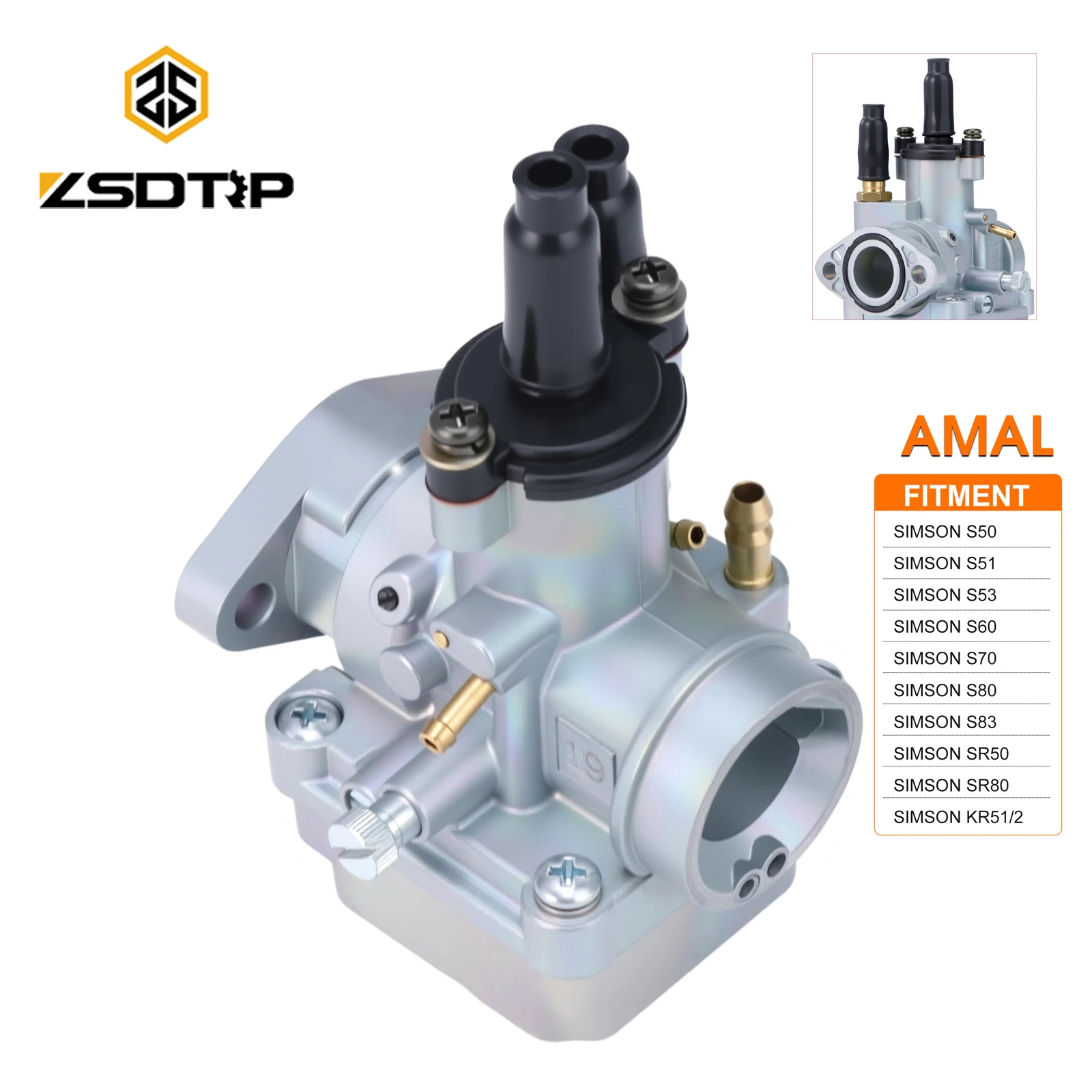 ZSDTRP 16mm 18mm 19mm 21mm AMAL Carburetor AMAL Vergaser 21 mm AMAL Carburettor For Simson S50 S51 S70 KR51 SR50 SR80 50cc-80cc