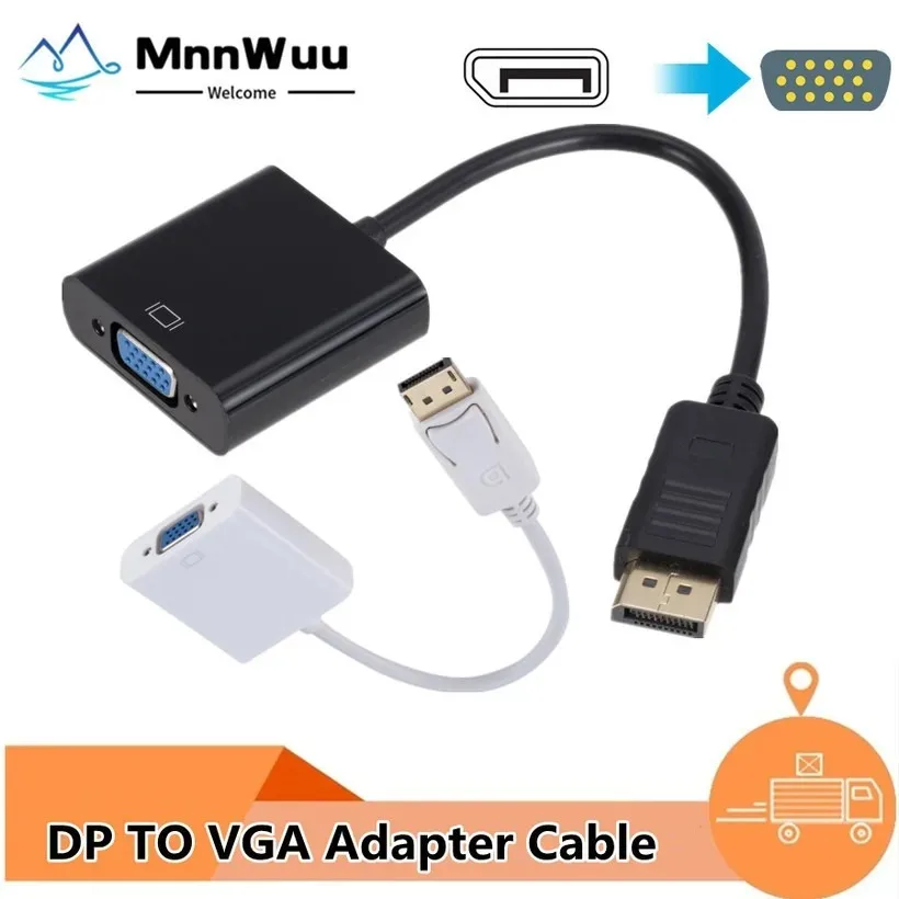 

MnnWuu DP to VGA Adapter Cable Male to Female DisplayPort Display Port Converter for PC Computer Laptop HDTV Monitor Projector