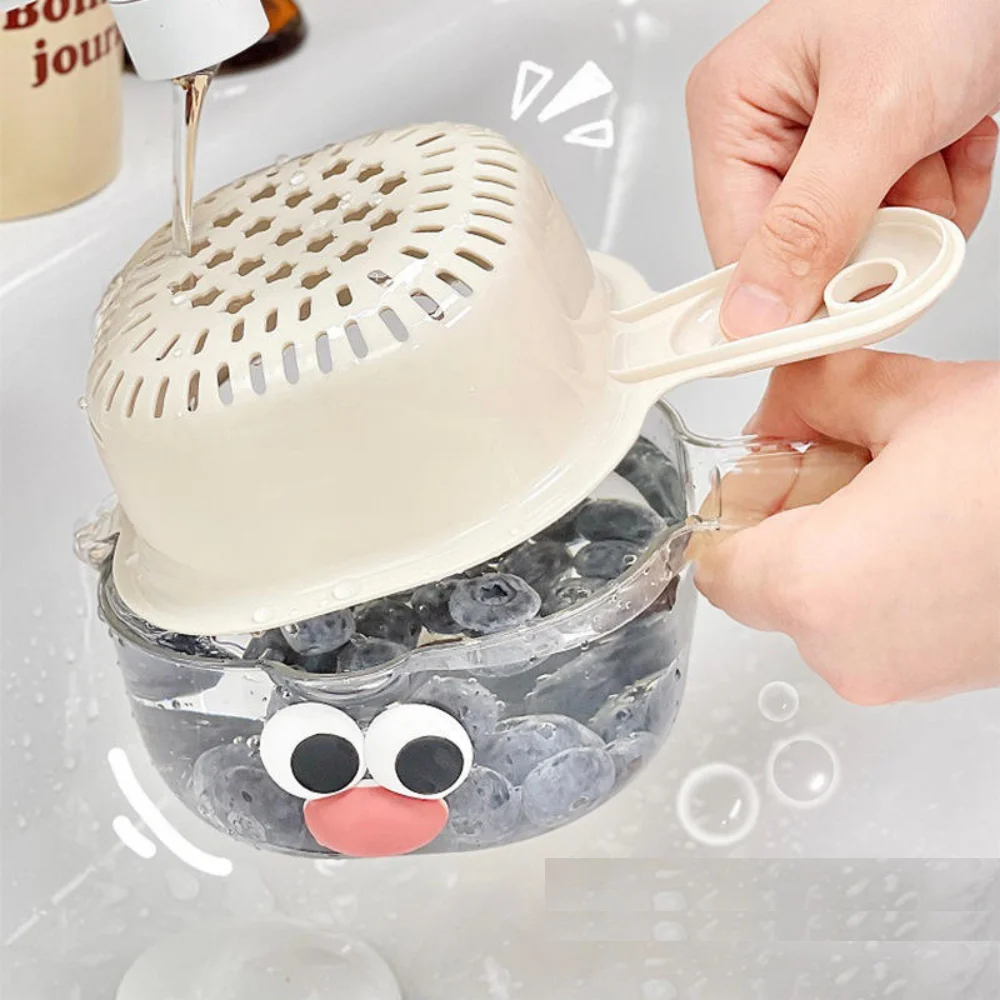 Cesta de Drenaje Multifuncional de Doble Capa, Tazón Escurridor, Lavabo para Verduras, Cesta para Lavar Frutas, Mini Cesta para Arándanos