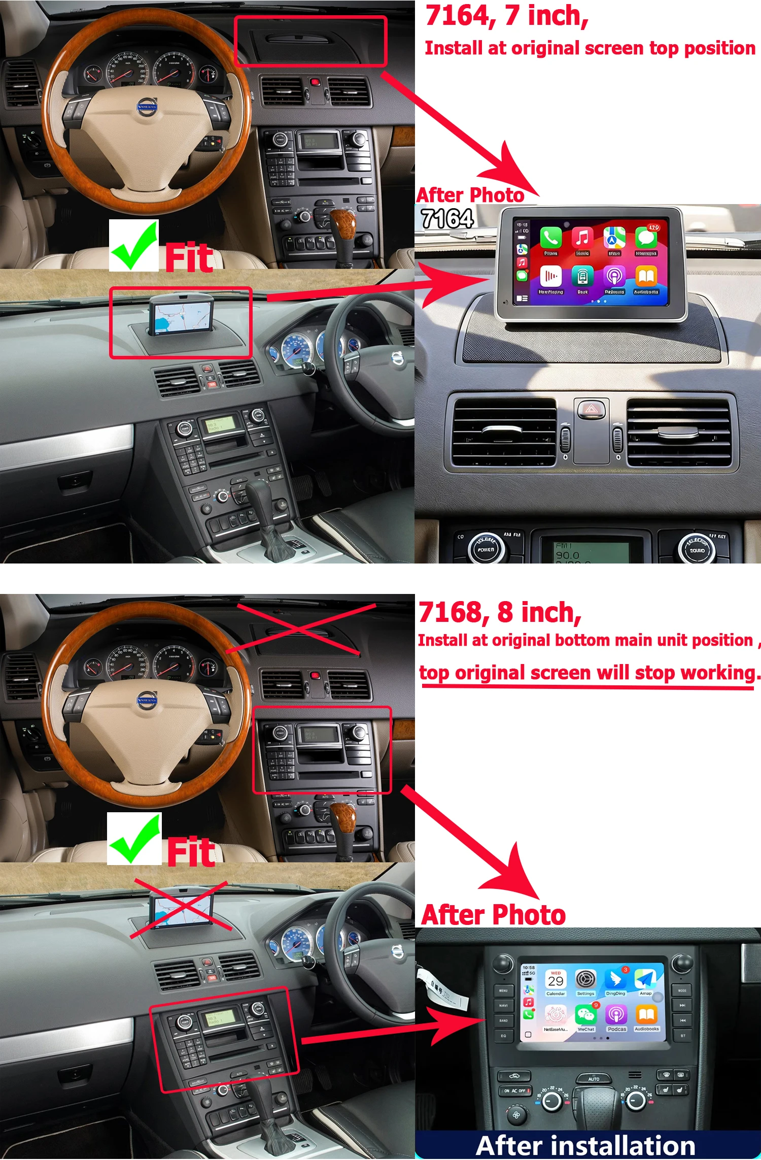 7 or 8" Android Radio Car For Volvo XC90 2004-2014 XC90 Stereo GPS Multimedia Stereo GPS CarPlay - view 2