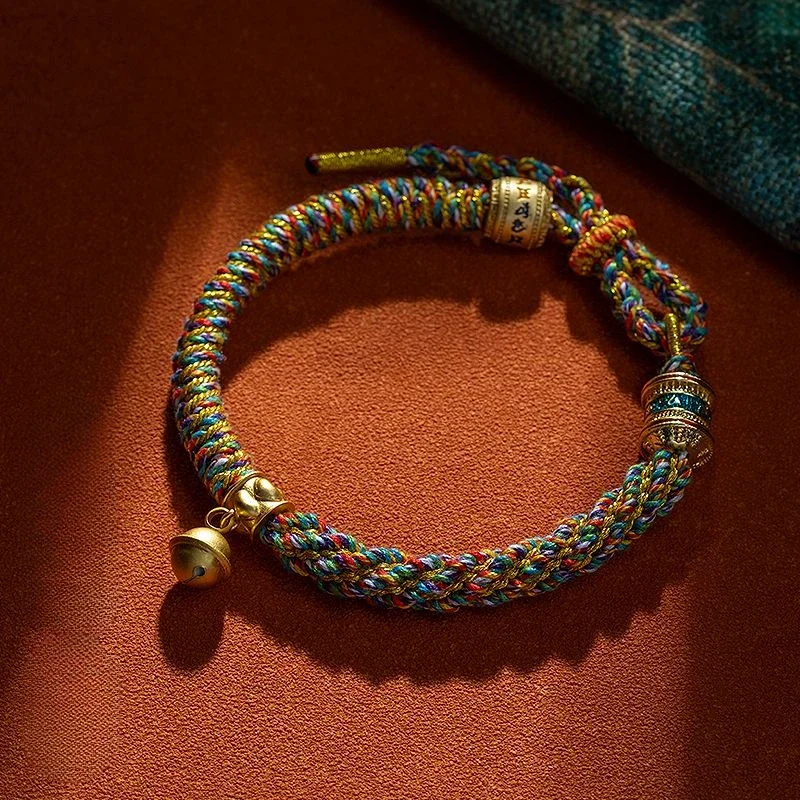 Bracciale intrecciato a mano bracciale etnico regolabile da uomo e da donna con cinturino in tessuto tibetano Zachilam