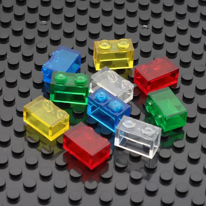 

40 шт./пакет, маленькие гранулированные кирпичи, прозрачные прозрачные кирпичи, красочные строительные блоки 1x2, классические оптовые детали, аксессуары