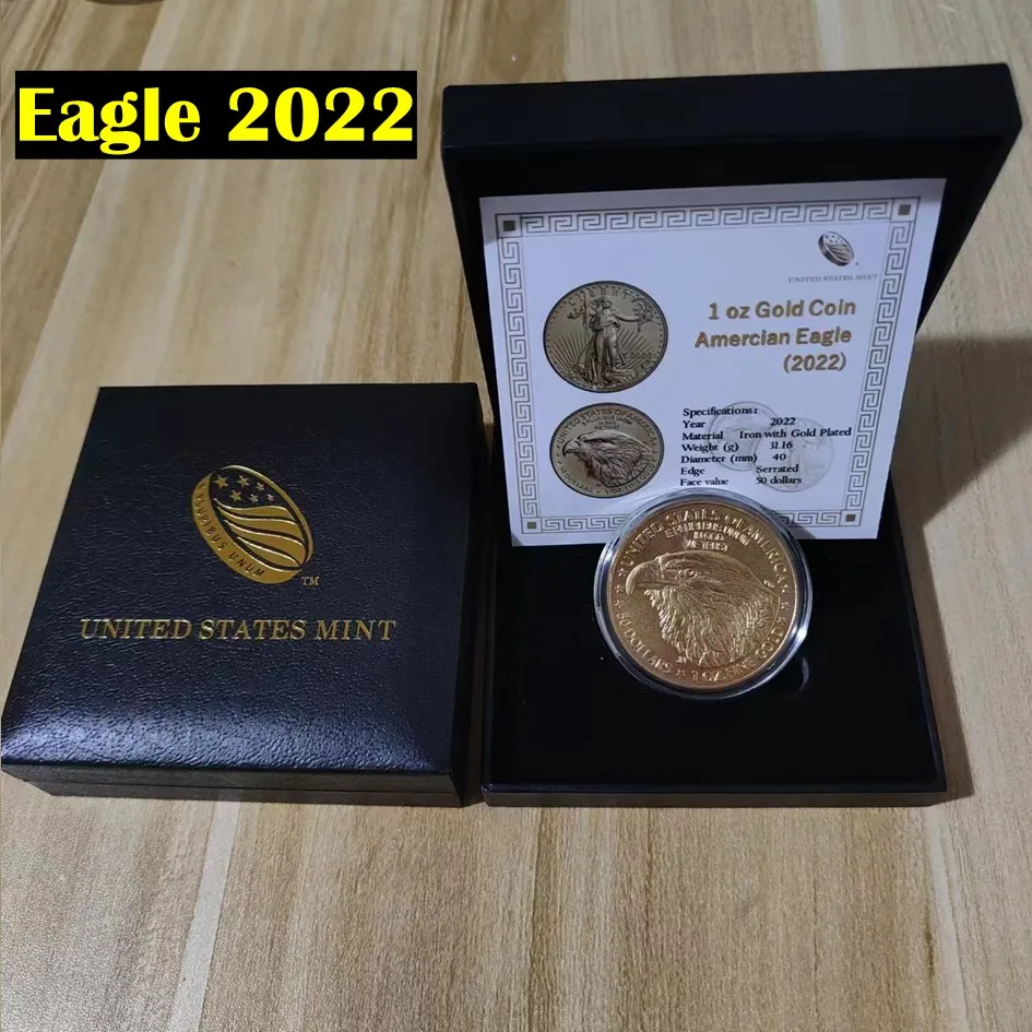 NONE 2023 uns Goldmünze 1 Unze Freiheit Münze mit Box Eagle Münze Sammlerstücke Kunst kreative Wohnkultur 4