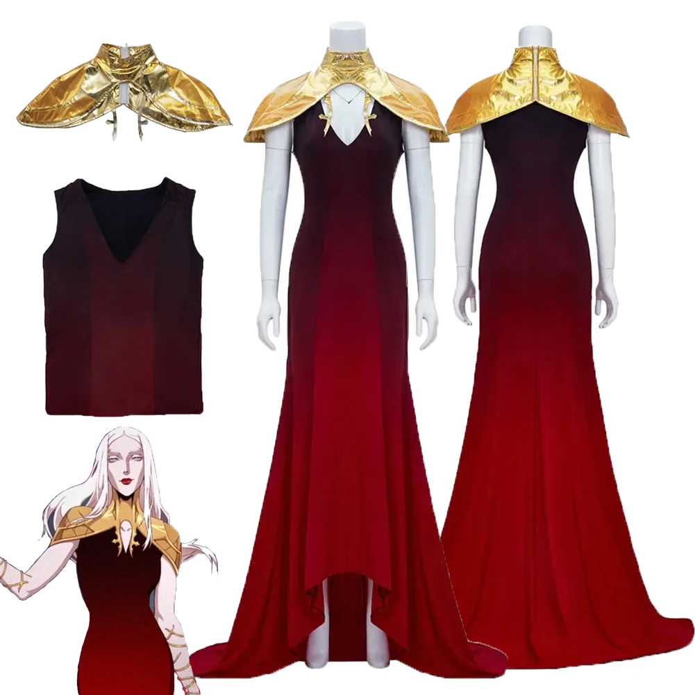 Disfraz de Cosplay de Anime Castlevania Cos Carmilla, trajes, vestidos, accesorios para niña adulta, traje de fiesta de Carnaval de Halloween