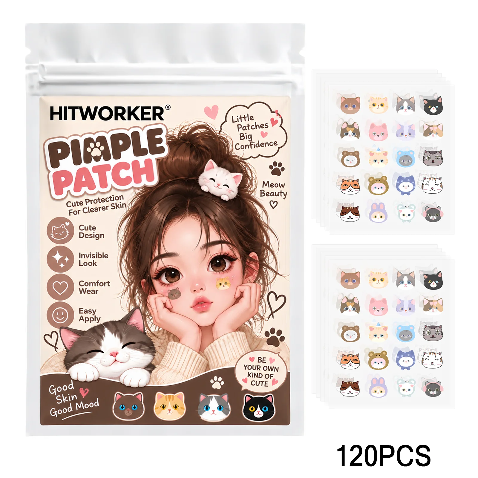 120pcs Hydrocolloid Pimple Patches, Star Shape Spot Cover Stickers, Iridescent Face Patch, Ultra-Thin Easy Peel Day Night Use