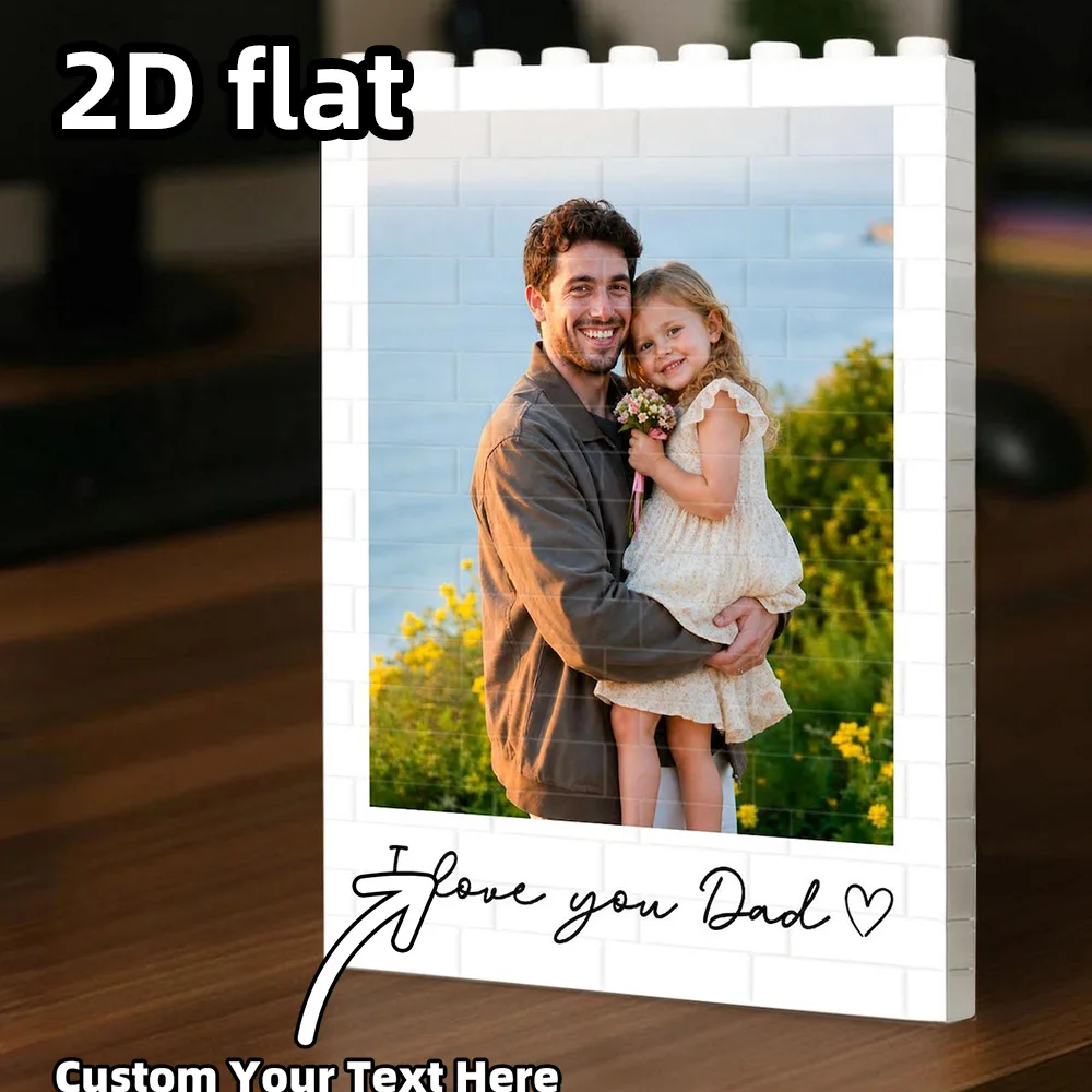 Personalized Dad Photo Building Block Set, Custom Fathers Day Gift for Husband, Customized Family Keepsake Puzzle