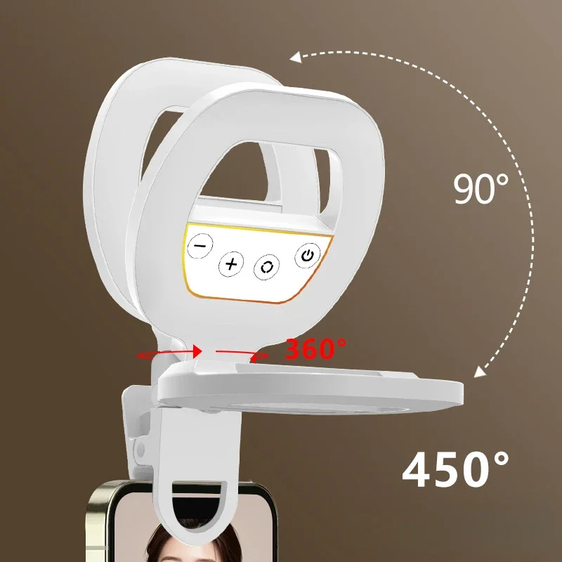 LED Selfie Fill Light Rechargeable Clip-on LED Selfie Fill Light For iPhone Samsung Smart Phone Video Photo Girl Makes Up