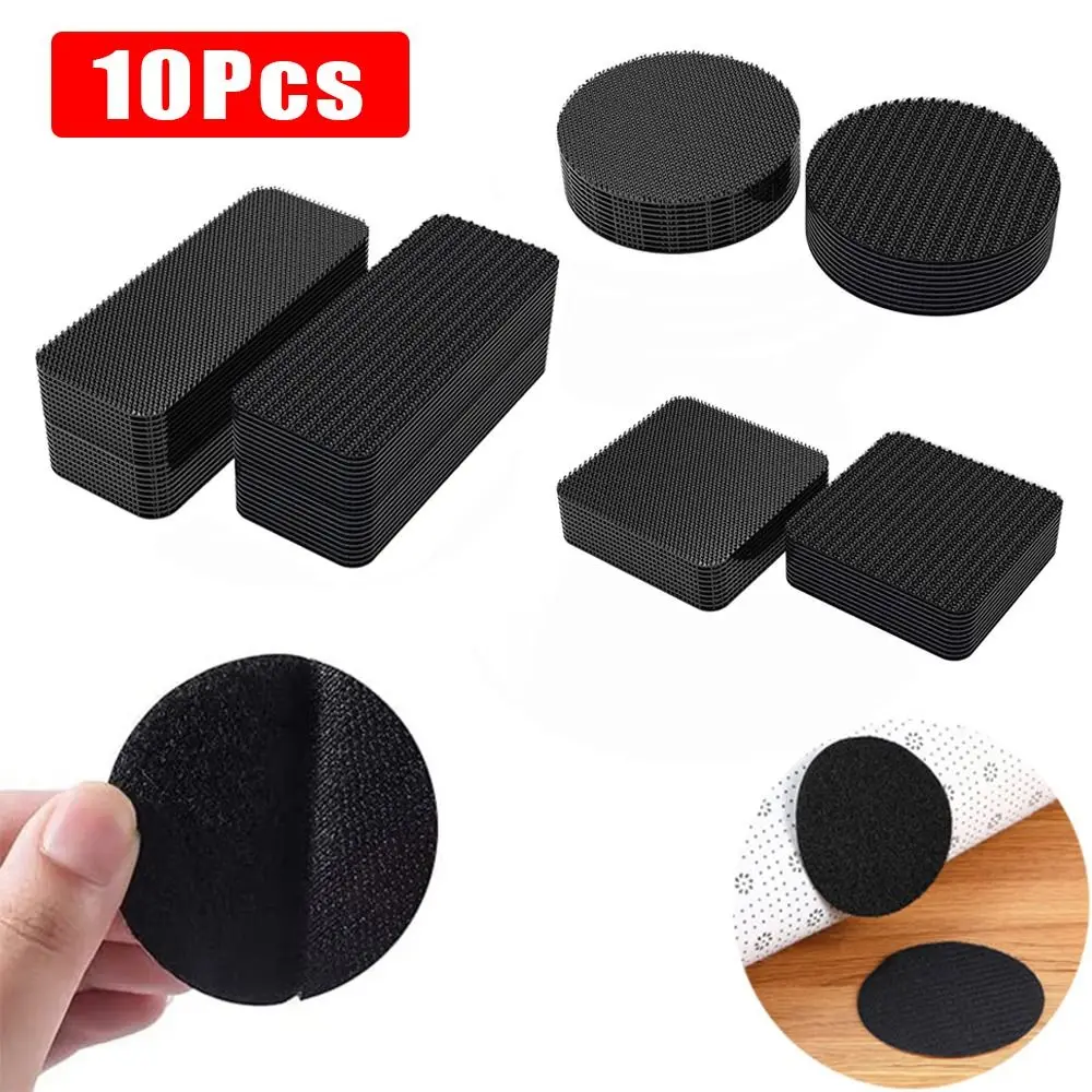 10Pcs Car Accessories Car Carpet Tape Strong Self Adhesive Multifunction Mat Fixing Stickers Gripper Pad Universal Fastener Hook