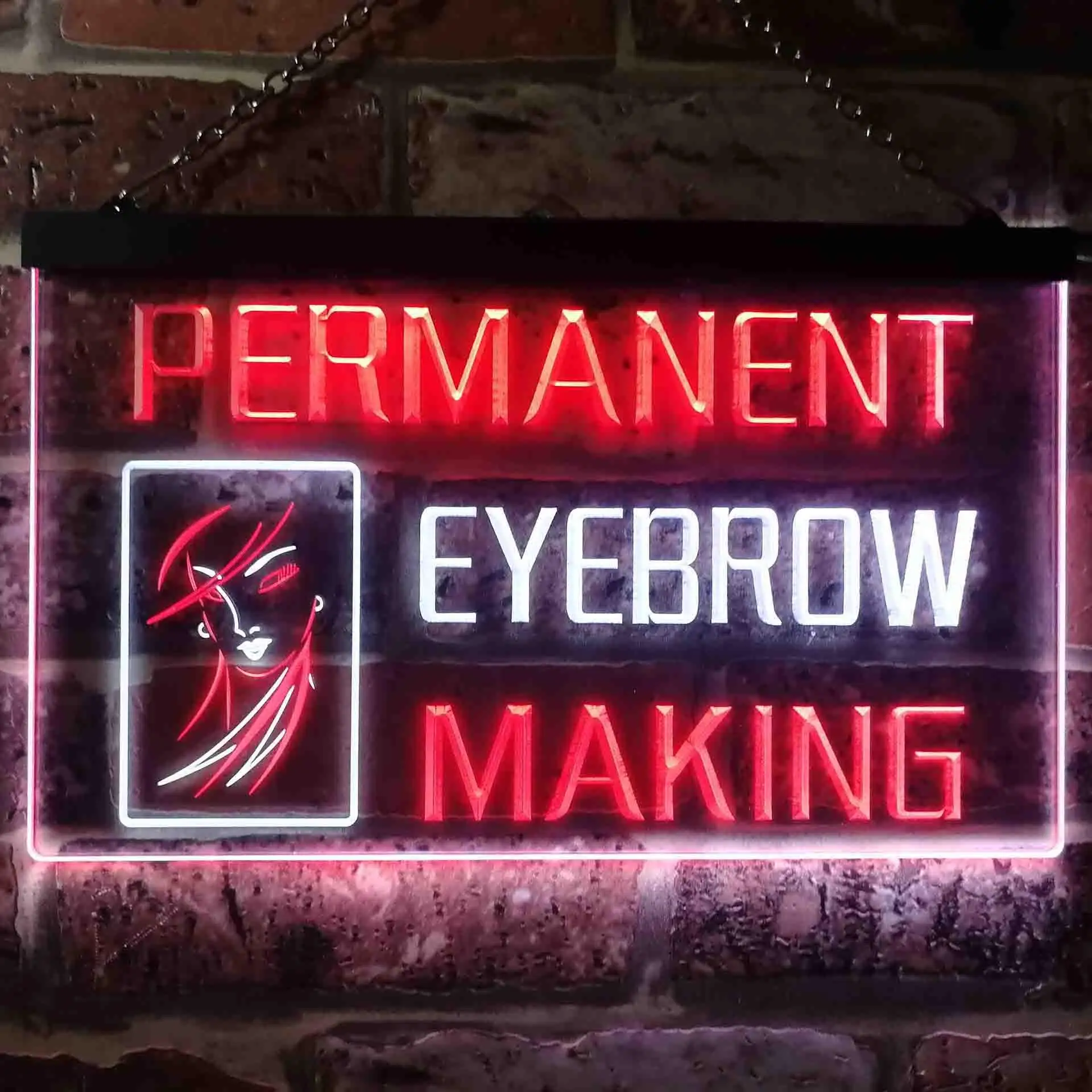 PERMANENT EYEBROW MAKING. with Lady of Pretty Hair Dual Color Led Neon Sign st6-i0964