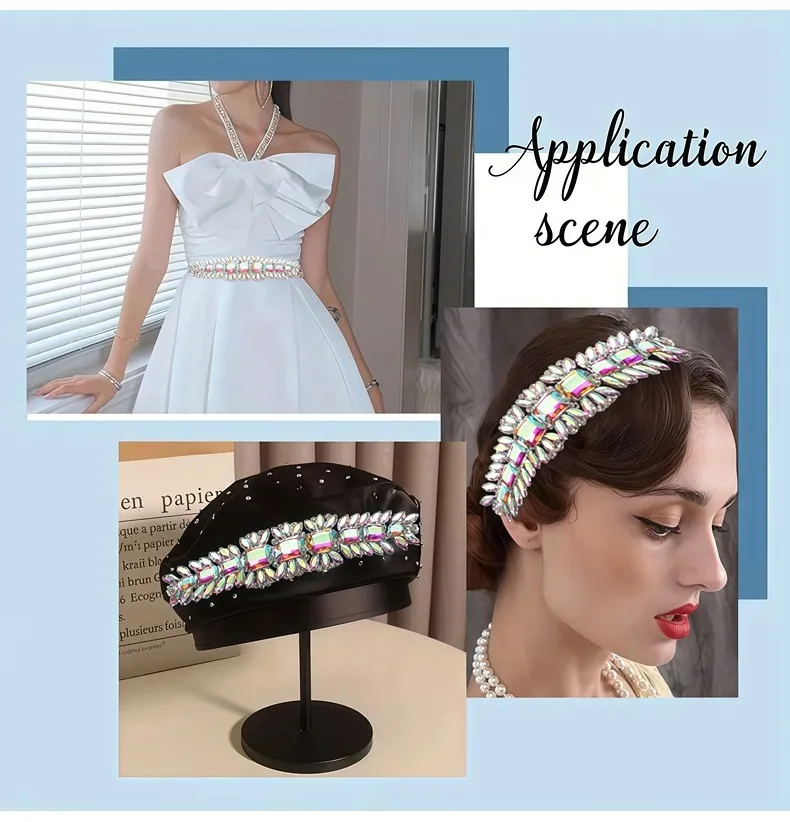 5 Stück Strass-Dekoration Kristall-Diamant-Accessoires DIY Handwerk Hochzeit Abendkleid Strass-Dekoration Nähzubehör – Detail 9