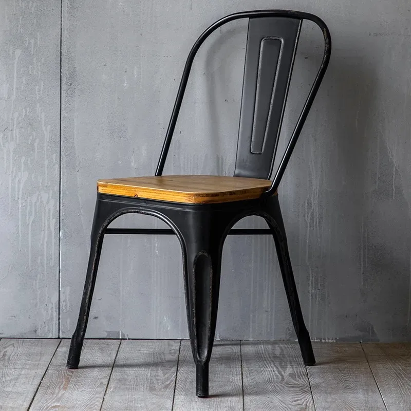 

Industrial style European style, retro wrought iron single back chair