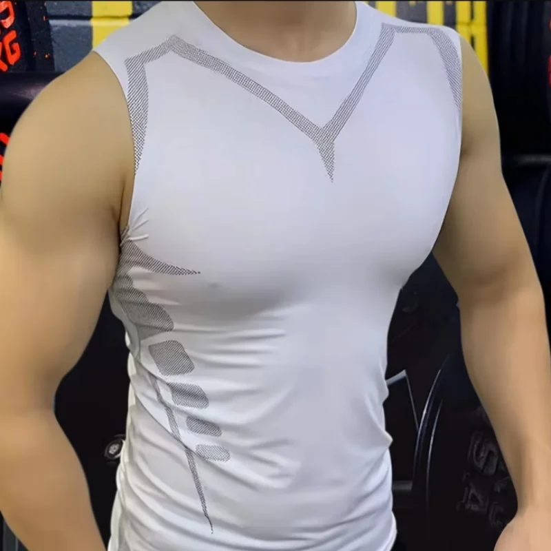 New Mans Compression Tank Top Men Gym Shirt Sleeveless Quick Dry Sportswear Male Fitness Bodybuilding Vest Workout Muscle Top ﻿