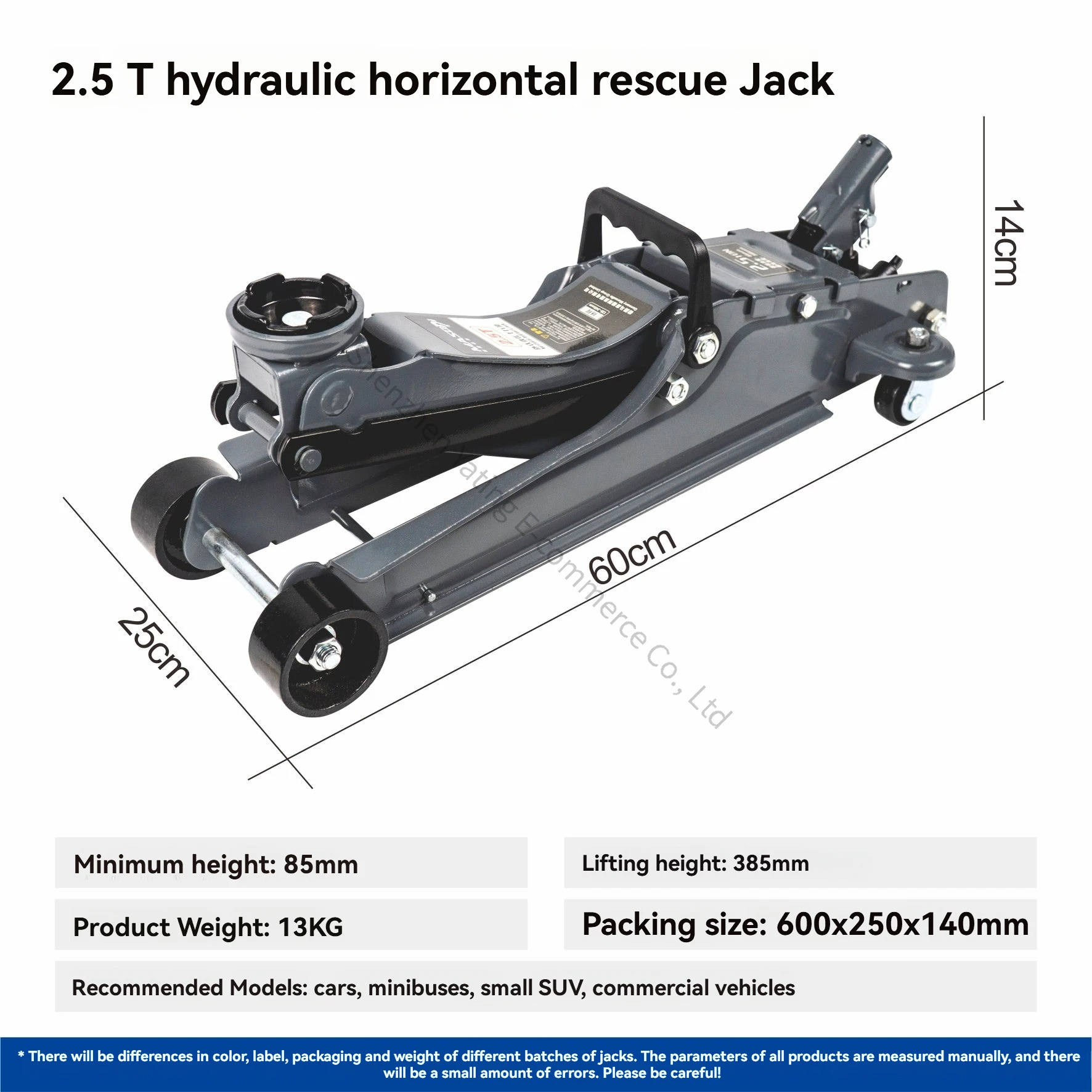 3T Hydraulic Jack, Hydraulic Oil for Small Cars, Horizontal Pneumatic, New Labor-saving, Portable for Small Cars