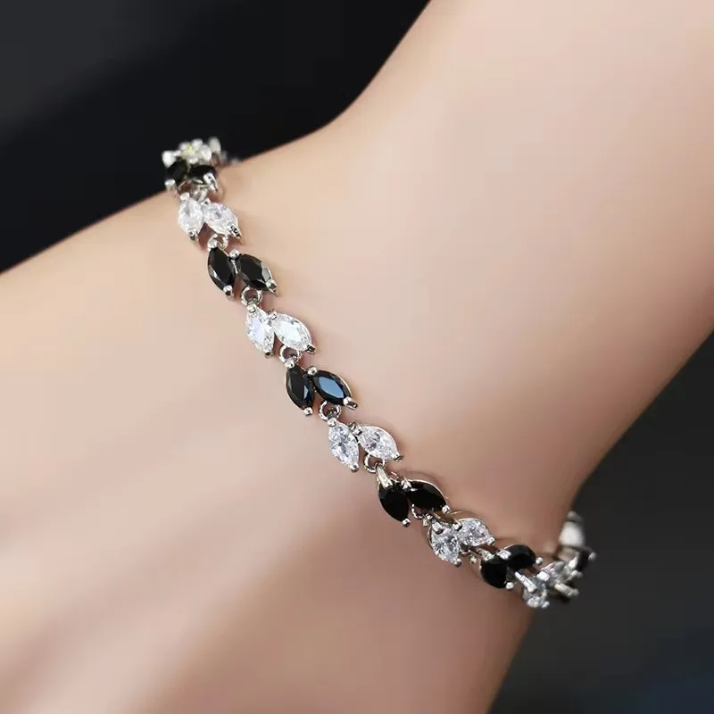 HuiSept Bracelet 925 Silver Jewelry with Zircon Gemstone Luxury Hand Accessories for Women Wedding Bridal Party Gift Wholesale