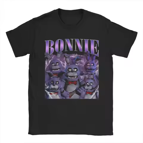 FNAF At Freddys Bonnie T Shirt for Men Cotton Hipster T-Shirts Crew Neck Tee Shirt Short Sleeve Clothing Gift Idea