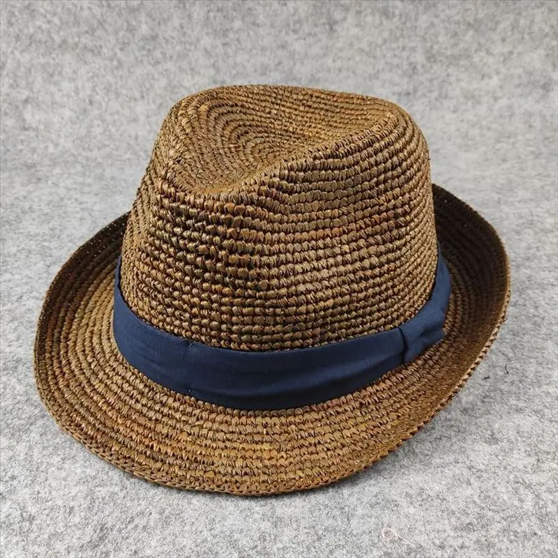 Unisex Summer Large Size Raffia Fedora Hat Casual Couple Sun Protection Cap
