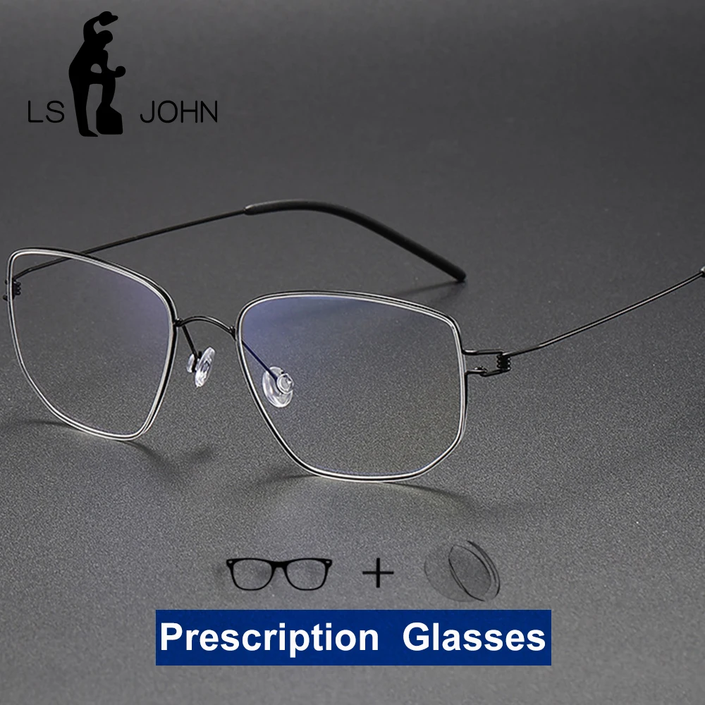 

Titanium Myopia Prescription Eyeglasses Men Square Ultralight Screwless Optical Reading Glasses Women Denmark Brand Eyewear