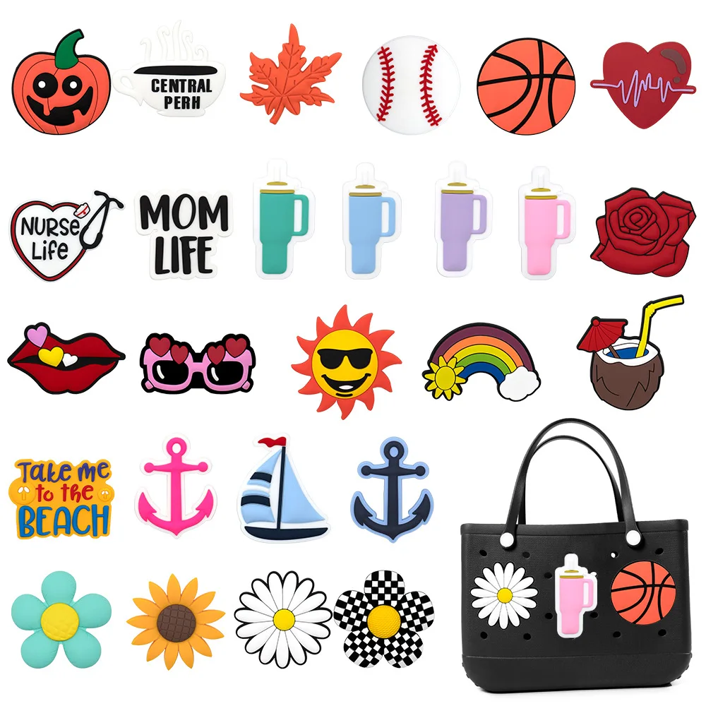 MAX PVC beach bag charms buckles accessories decorations ball pumpkin flower cup-design sun rainbow glass boat unisex gift