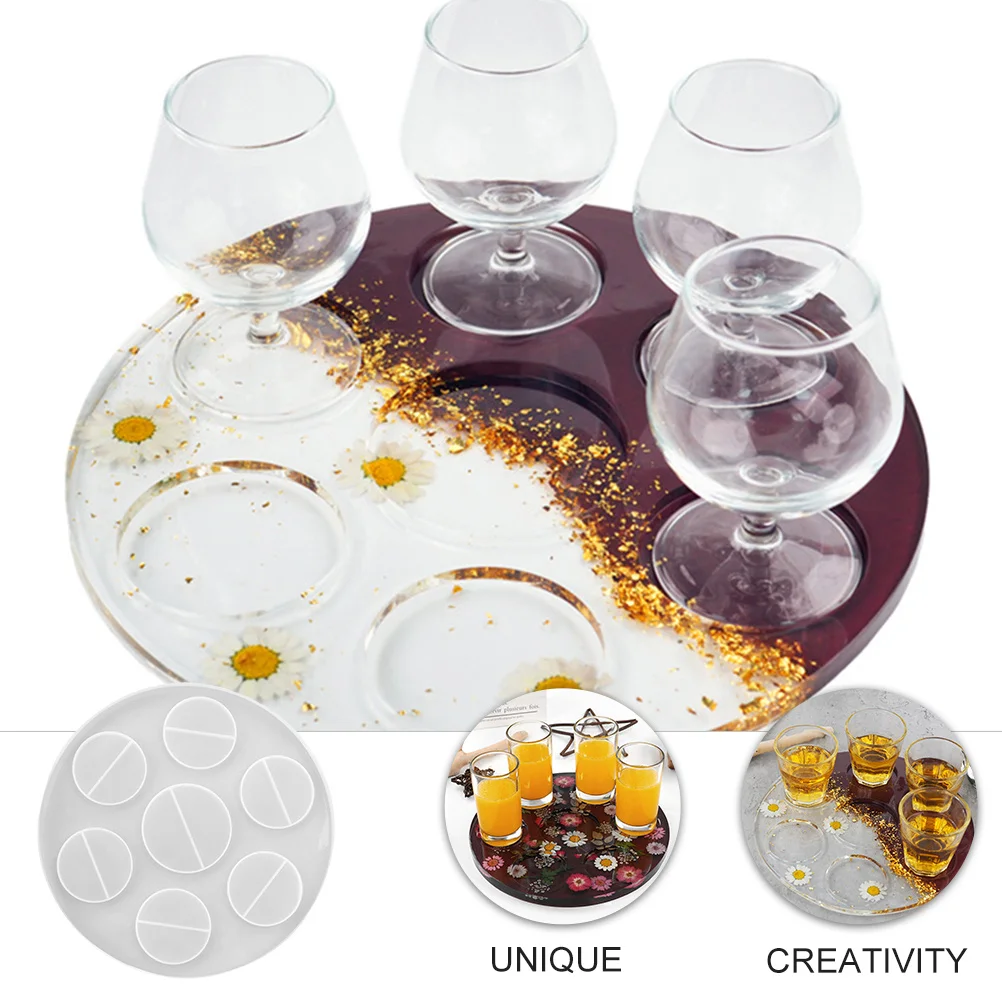 

Silicone Wine Rack Mold Wear Resistant DIY Crystal Epoxy Tray Mold Easy Demold Practical Wine Glass Tray Tool DIY Tool