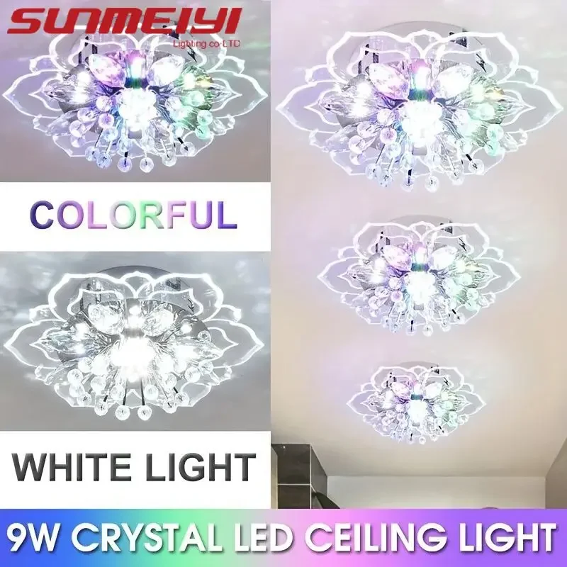 20cm LED Crystal Ceiling Light Modern Flower Shape Ceiling Lamp Hallway Living Room Lamp Bedroom Kitchen Corridors Aisle Light