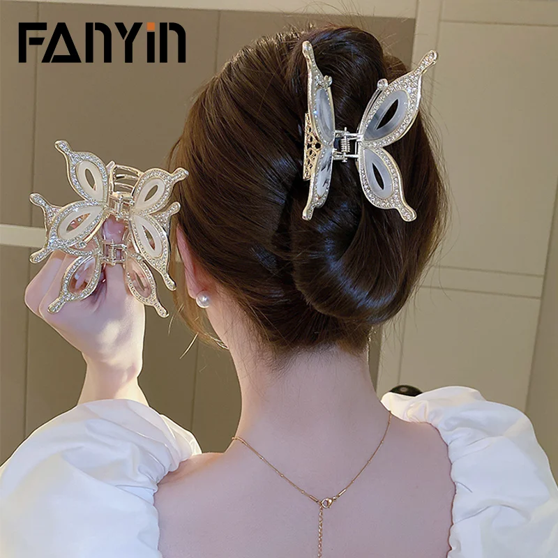 

FANYIN Butterfly Hair Clip for Women Latest Zircon Inlaid Shark Clip Female