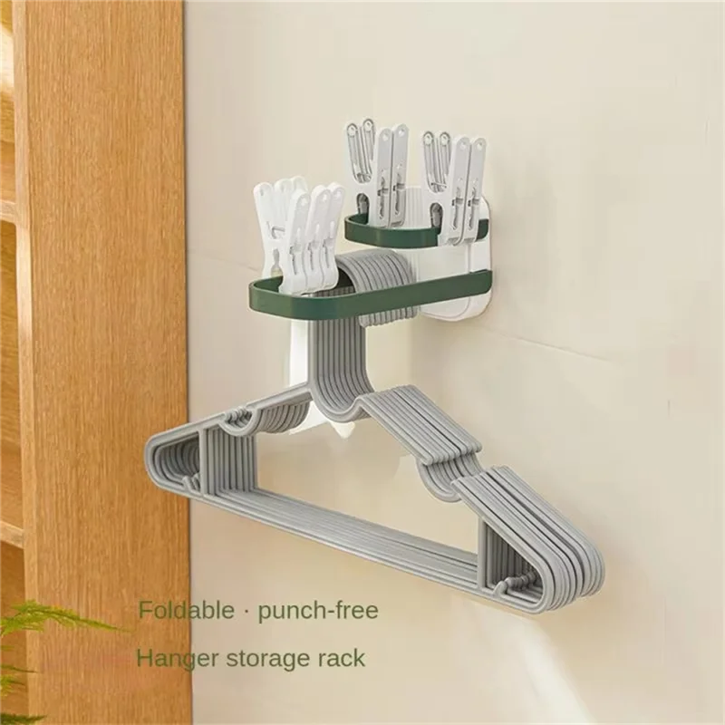 A77I شماعات ملابس متعددة الوظائف تخزين الرف لكمة خالية الحائط طبقة مزدوجة طوي رف ملابس تخزين الرف