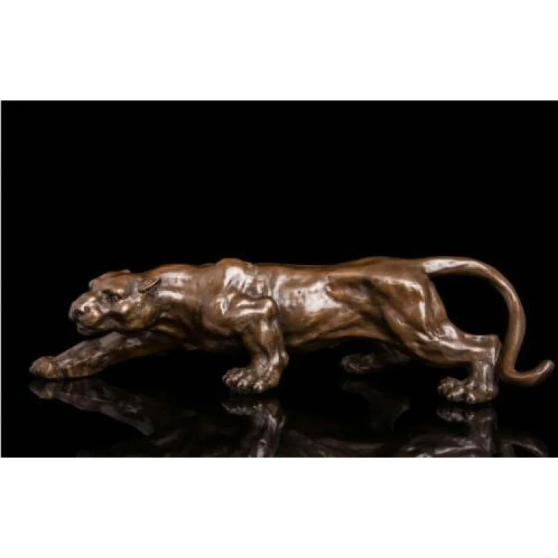 Art Deco Sculpture Jaguar Animal Panther King Of Bronze Statue Free Shipping.