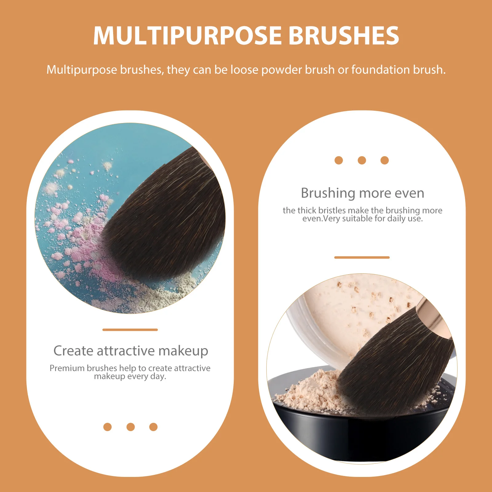 Brosse de fond de teint en poudre à Blush à Double extrémité, 2 pièces, poils ergonomiques haute densité pour maquillage liquide, poudre libre professionnelle pour le visage