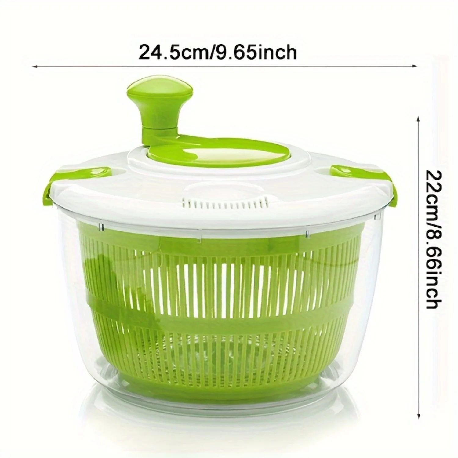 Salad Spinner and Vegetable Washer - Plastic Dehydrator, Efficient Spin Mechanism