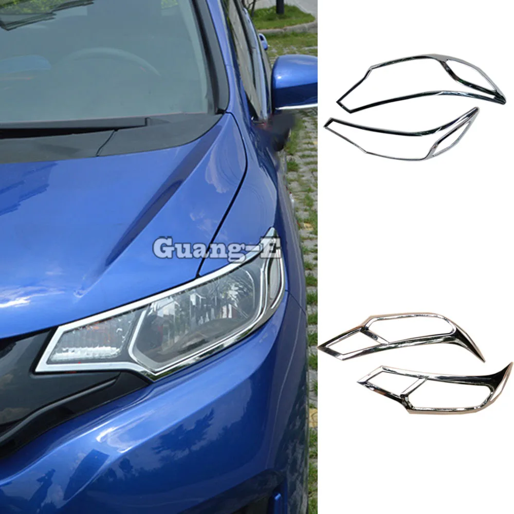 

Car Body Styling Front Head Light Lamp Hood Molding Frame Stick ABS Chrome Cover Trim 2pcs For Honda Fit Jazz 2014 2015 2016