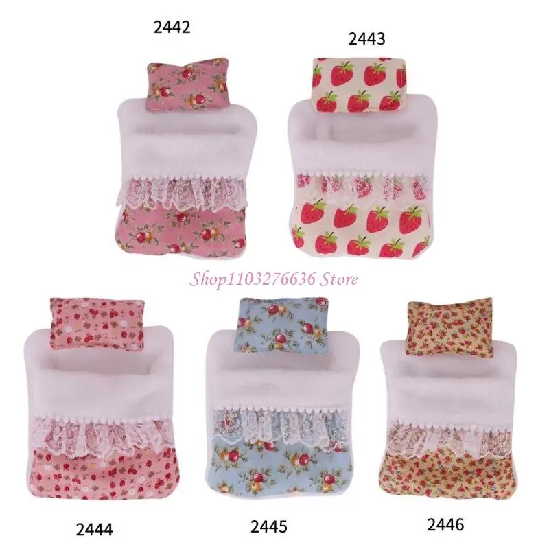 R6FD Breathable Doll Bedding Pillow Sleepbag Set For 17cm Plush Figure Doll Decors