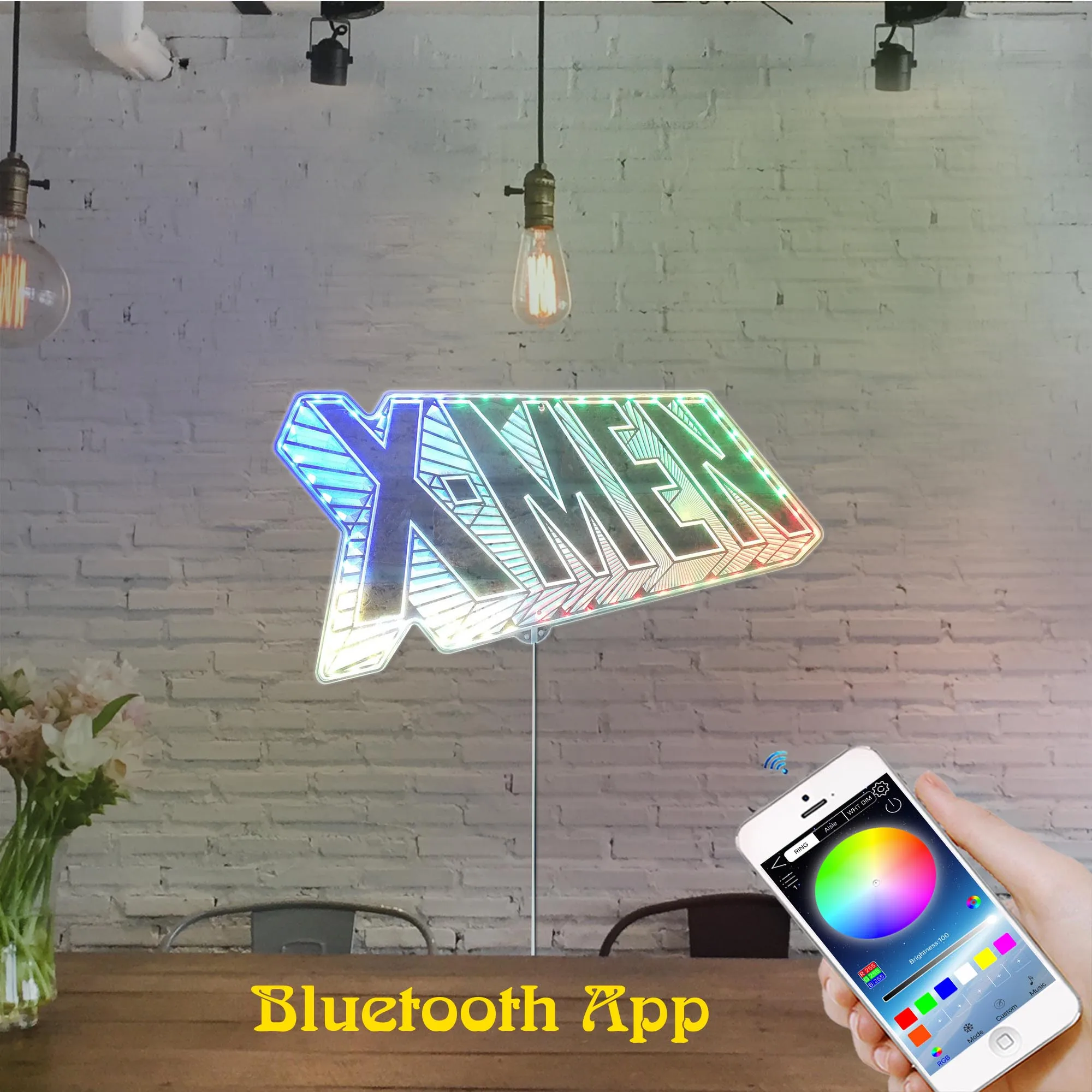 X-Men Comic Class Logo Dynamic RGB Edge Lit LED Sign, Game Room Decor, Gaming Night Light