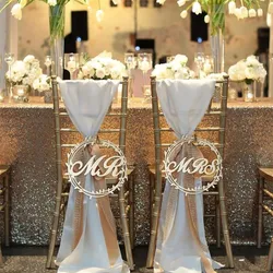 Mr and Mrs Wooden Sign Crafts Chair Back Hanging Ornaments for Wedding Ceremony Engagement Anniversary Party Chair Back Decora