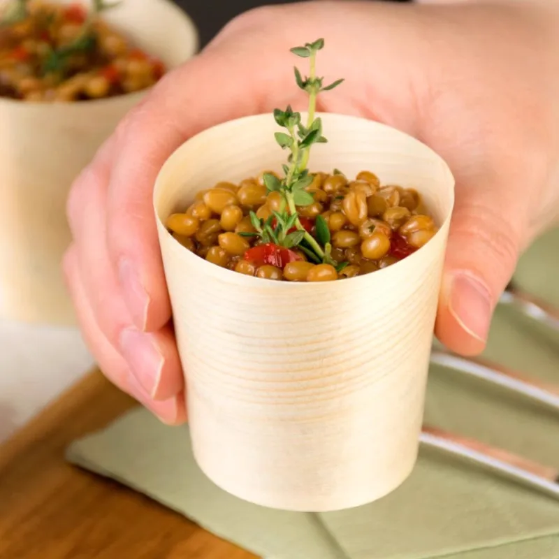 50pcs Eco-Friendly Disposable Wood-Pulp Paper Cups - Creative Buffet Tableware Set for Ice Cream Serving Snack Display