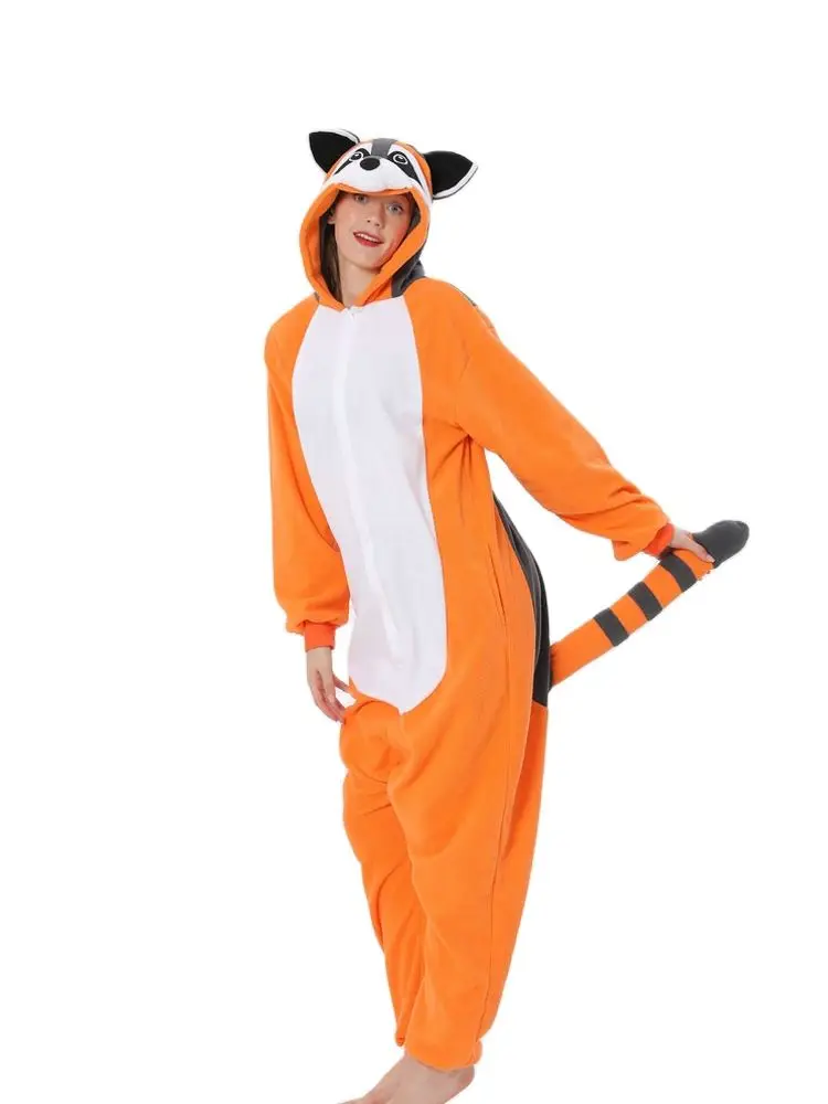 

Unisex the Orange Raccoon Costumes Onesies Monster Cosplay Pajamas Adult Pyjamas Animal Sleepwear Jumpsuit