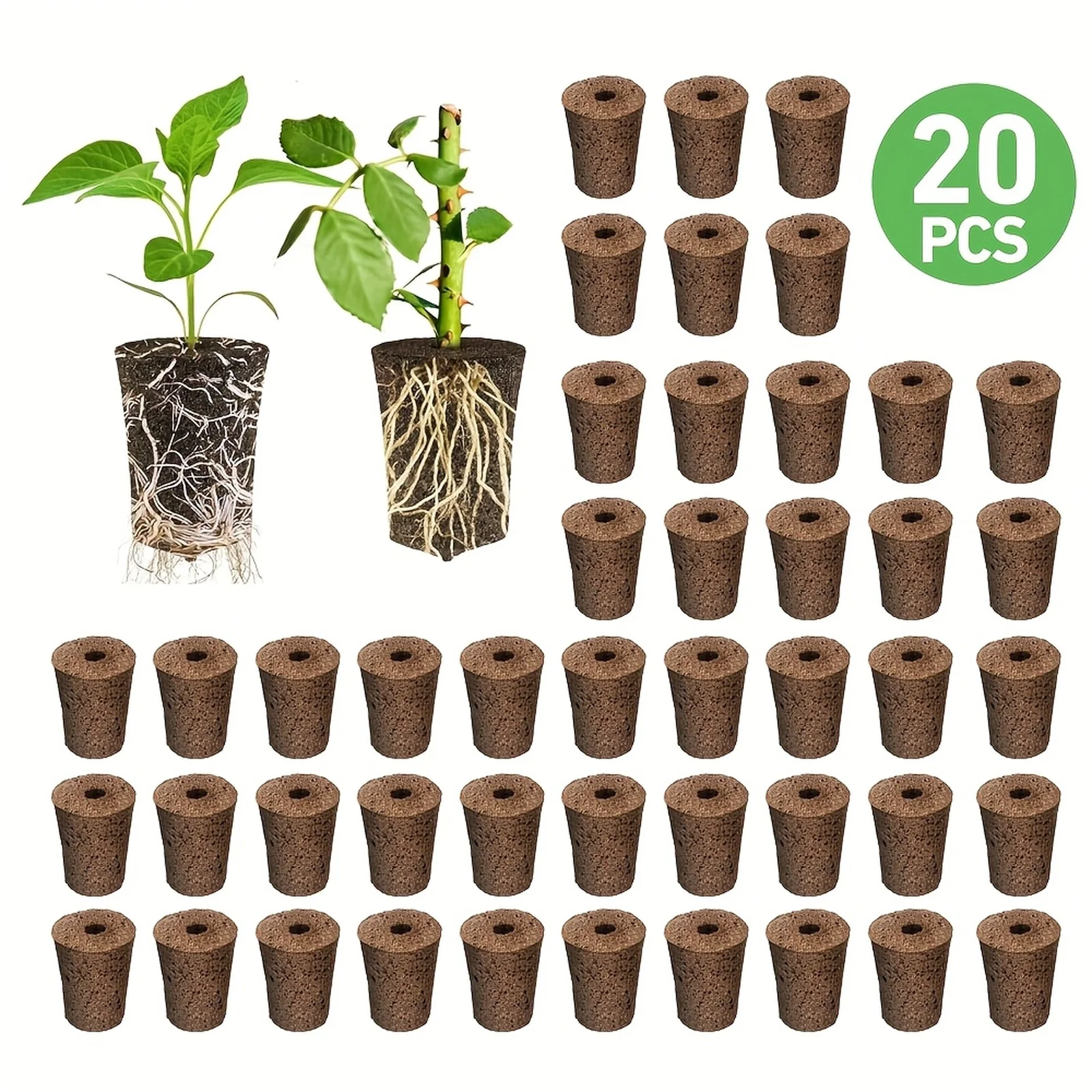 Couvre-jardins en éponge de culture, 20 pièces, bloc de substrat pour semis, hydroponique, biodégradable, en fibre de carbone, pour l'enracinement des plantes 2026