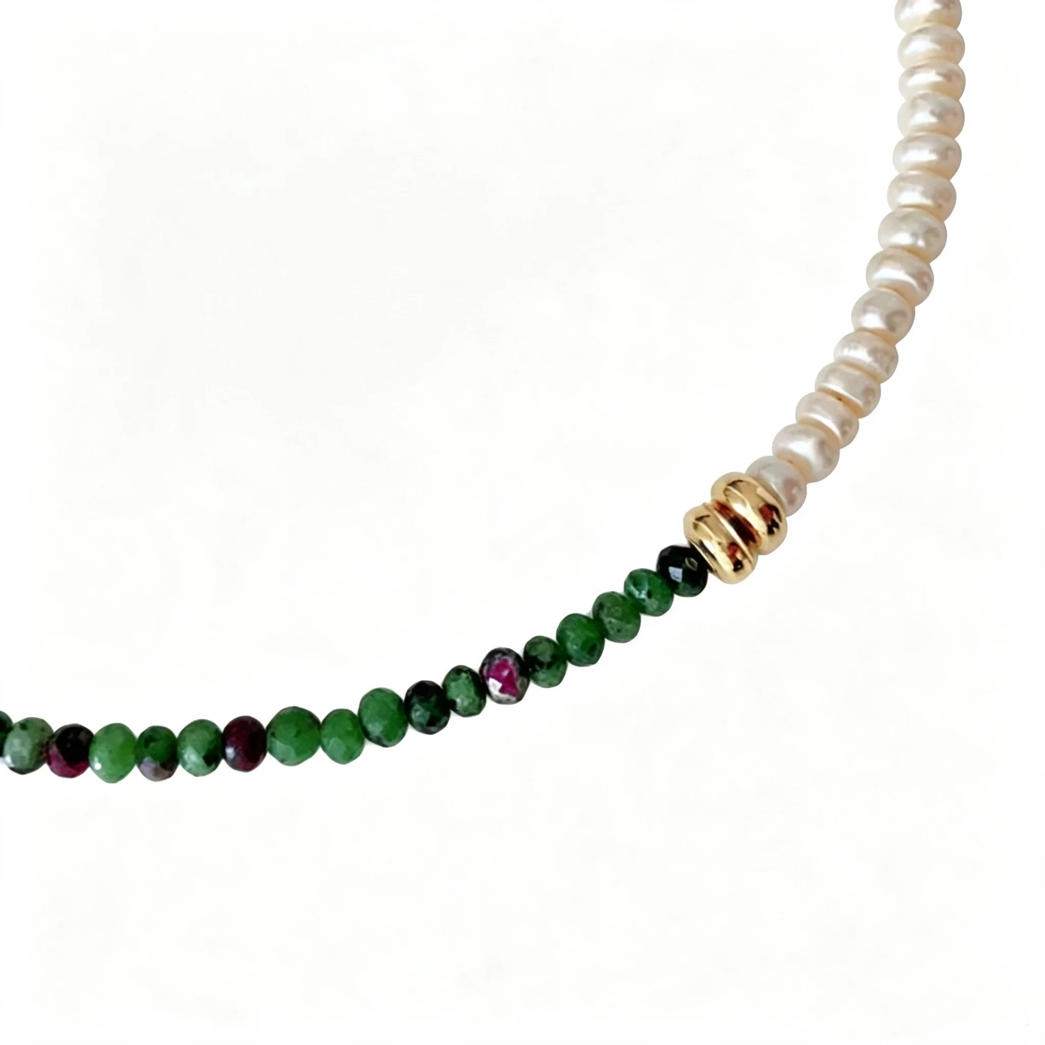 Vlen Grüne Edelstein-Perlen-Choker-Halskette für Damen, 18K vergoldete Perlen, Boho, zierlich, minimalistisch, elegant, Naturstein-Schmuck, Geschenk – Detail 3